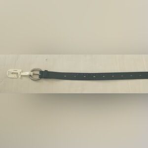 Time and Tru Black Leather Dress Belt with Silver Buckle